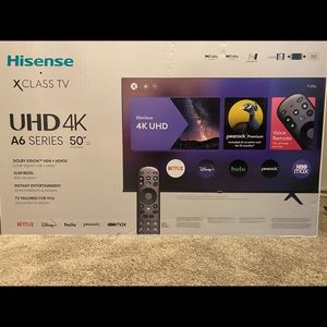 BRAND NEW 50” Hisense A6 Series Roku TV